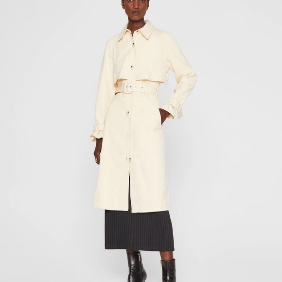 Soft Twill Trench - New With Tags - NEVER WORN - Butter Creme - Picture 1 of 5